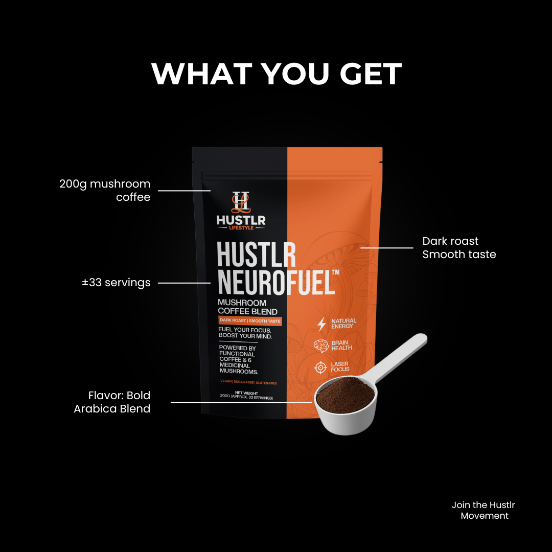 Hustlr NeuroFuel™ – Mushroom Coffee Blend